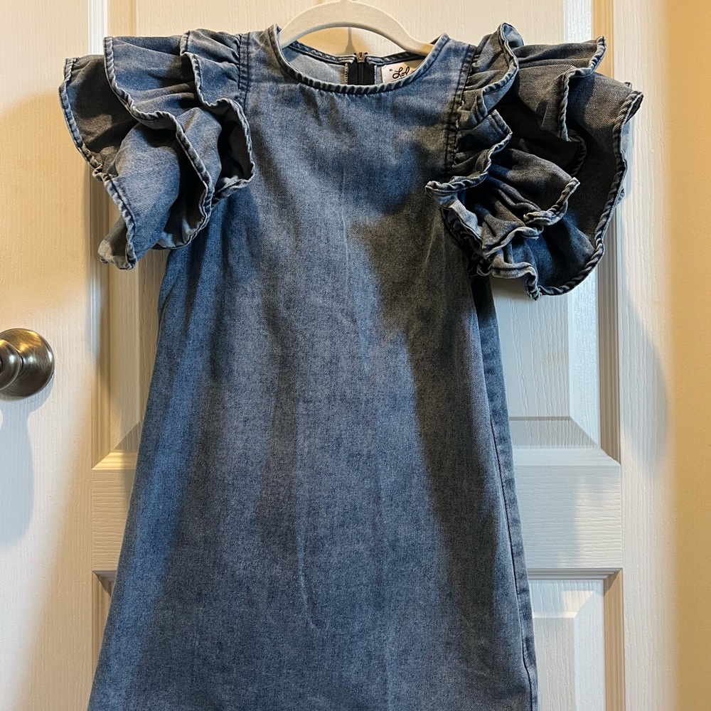 Lola + The Boys Blue Ruffle Sleeve Dress